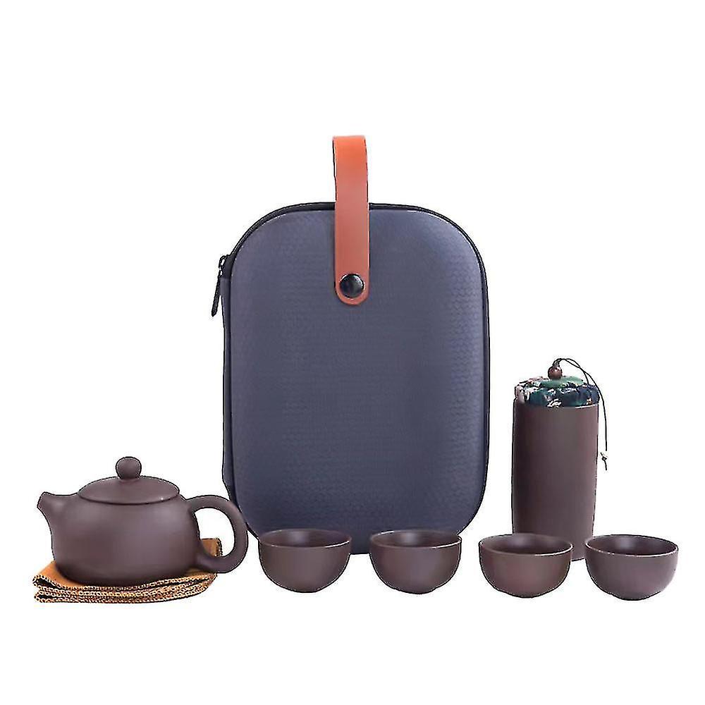 Purple Clay Chinese Kung Fu Tea Set Portable Travel Tea Pot Set