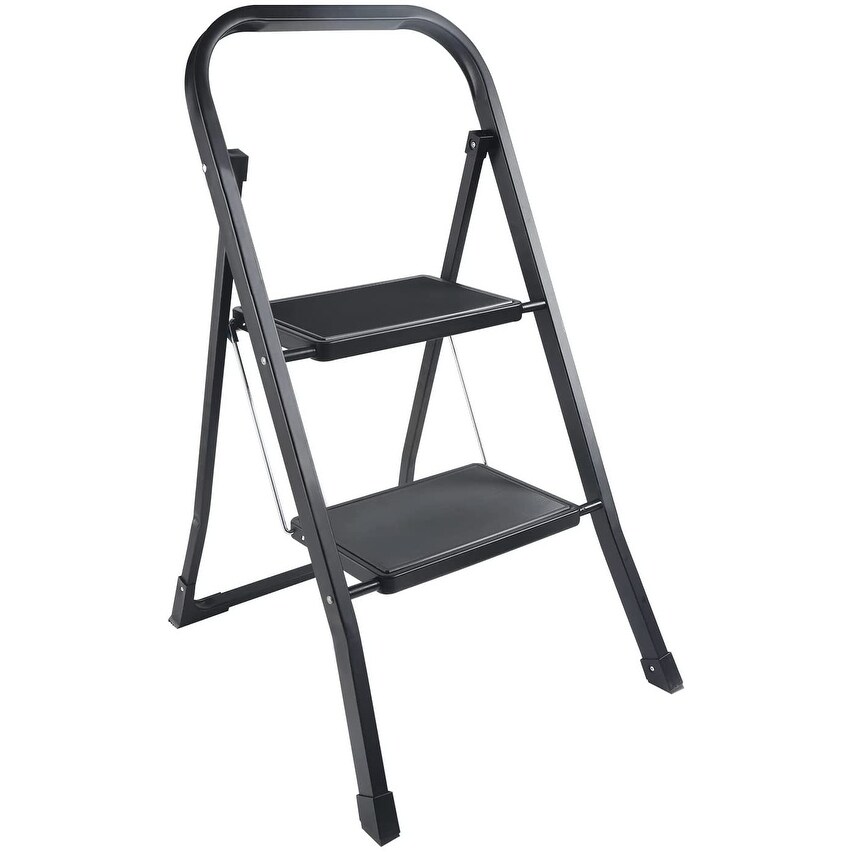 Steel 2 Step Ladder  Folding Step Stool with Wide Anti Slip Pedal