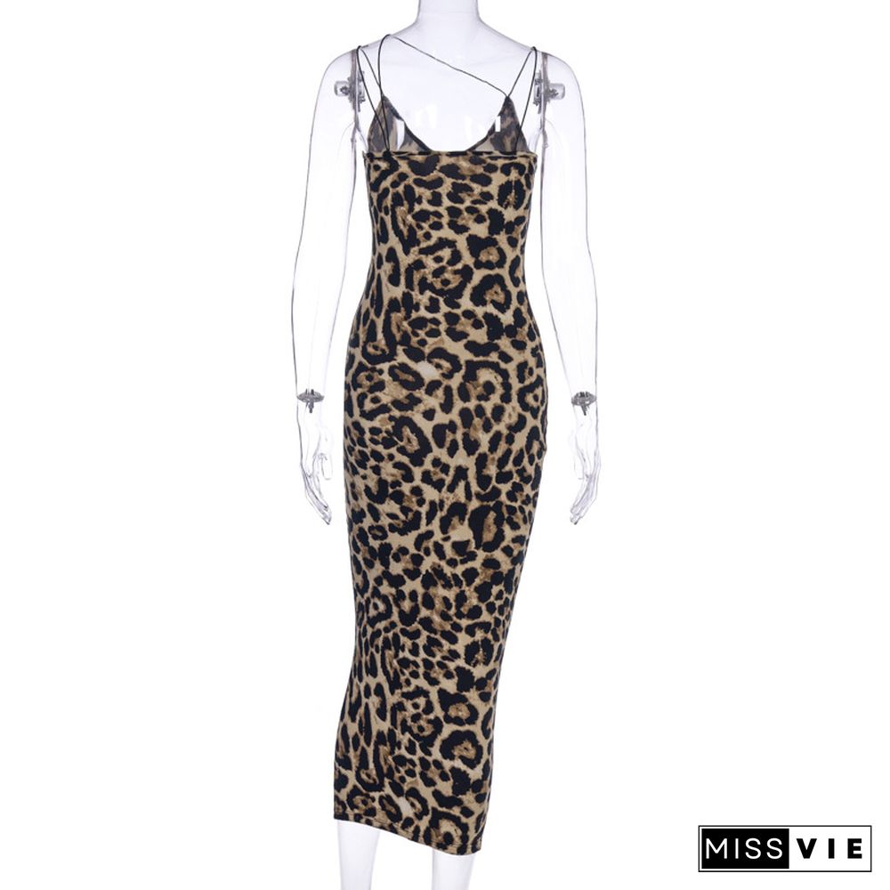 Fashion Printed Sexy Straps Skinny Maxi Sheath Dress