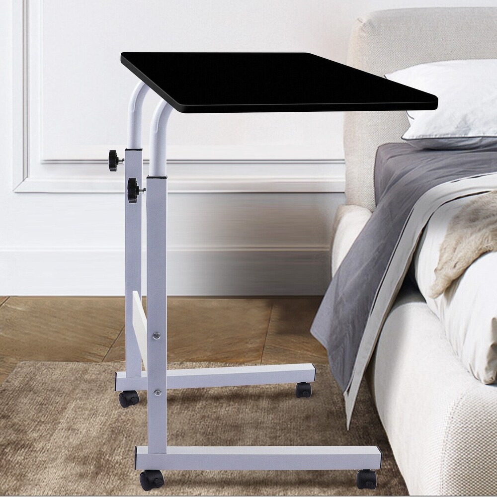 Adjustable Height C Shaped End Table Mobile Laptop Desk Rolling Stand   23.6\