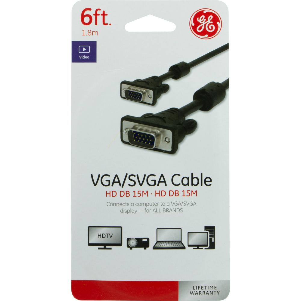 GE 6 ft. VGASVGA Video and Display Cable Black 33592