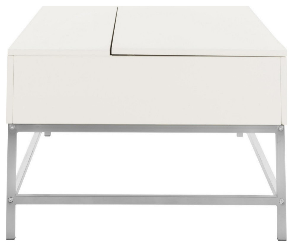 Lindy Contemporary Lift Top Coffee Table  White Lacquer/Chrome   Contemporary   Coffee Tables   by Rustic Home Furniture Deco  Houzz