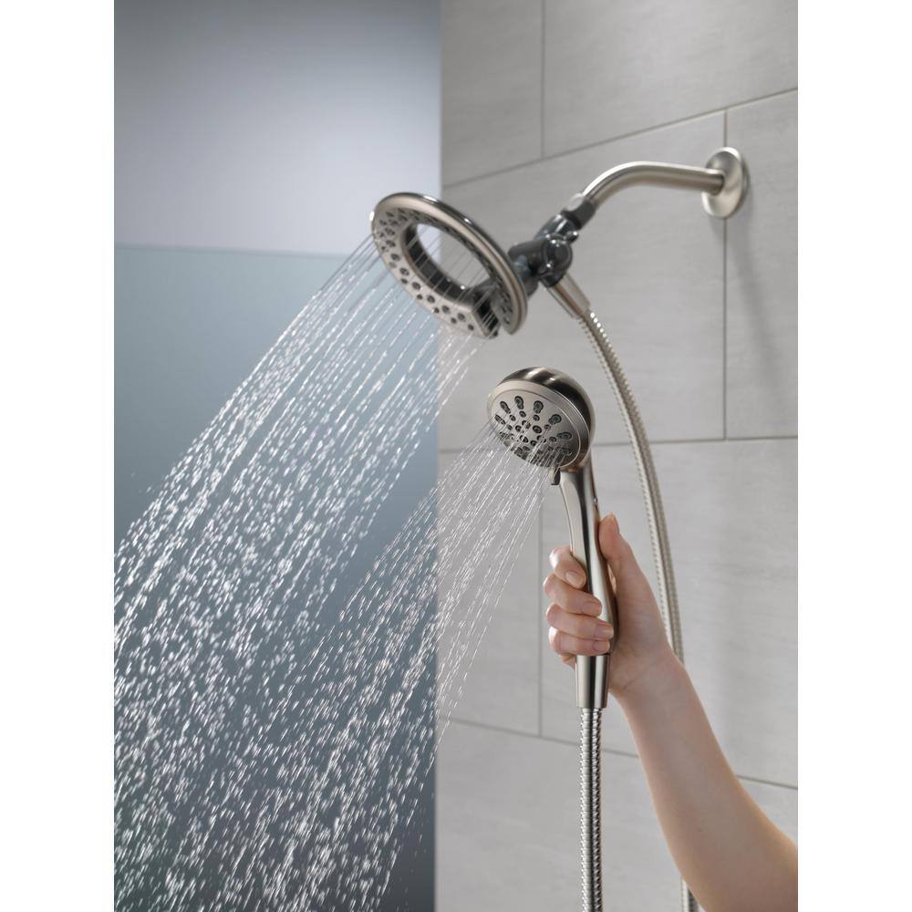 Delta In2ition 4-Spray Patterns 1.75 GPM 6.13 in. Wall Mount Dual Shower Heads in Spotshield Brushed Nickel 75486CSN