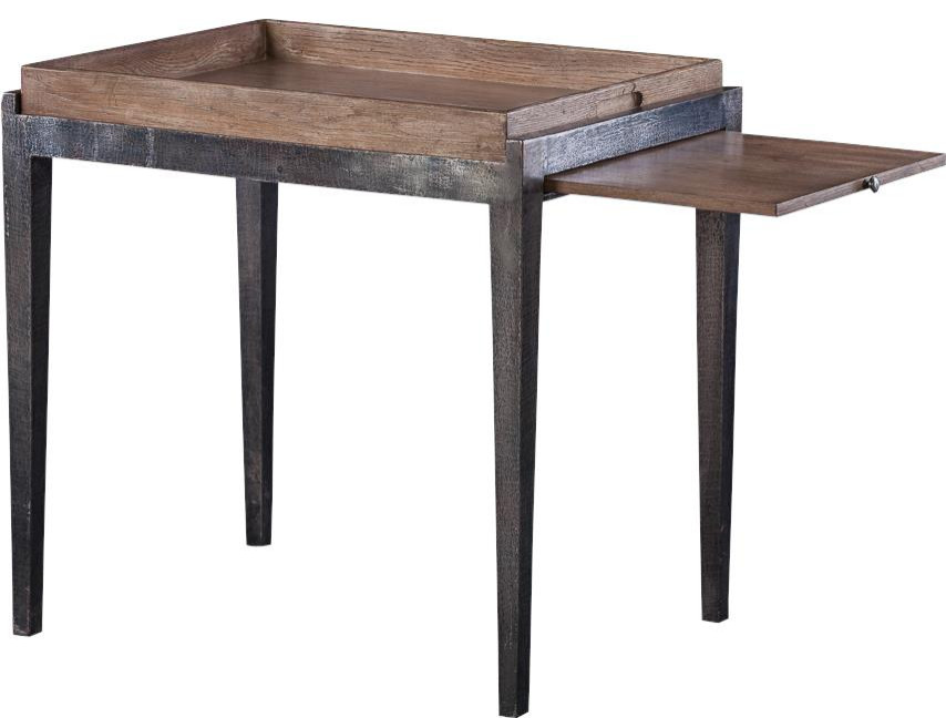 Side Table SARREID Rectangular Heather Gray Solid Walnut Oak Iron 1   Industrial   Side Tables And End Tables   by EuroLuxHome  Houzz