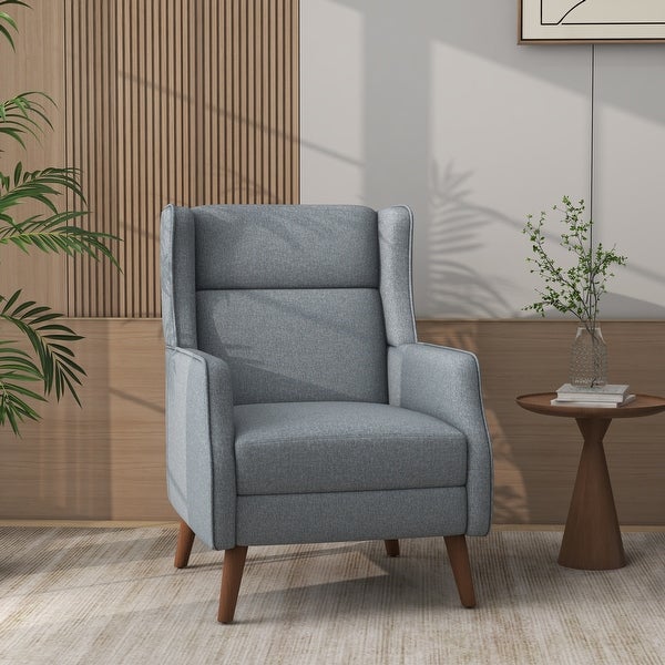 Modern High Back Cotton Linen Accent Chair