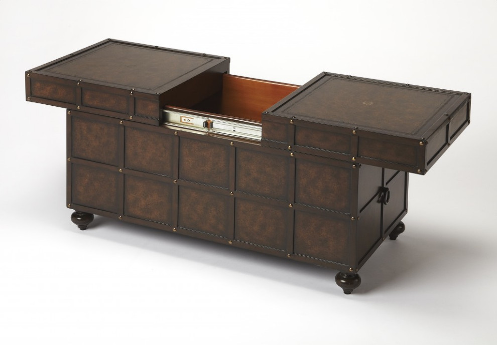 Faux Leather Storage Coffee Table   Traditional   Coffee Tables   by HomeRoots  Houzz