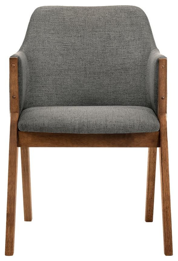 Renzo Charcoal Fabric and Walnut Wood Dining Side Chairs   Set of 2   Midcentury   Dining Chairs   by Armen Living  Houzz