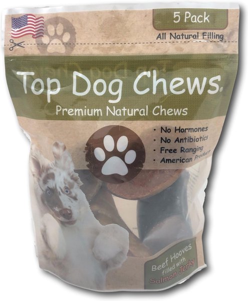 Top Dog Chews Salmon Jerky Filled Cow Hooves Dog Treat