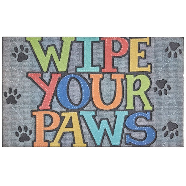 x27 wipe Your Paws x27 Paw Stitch Doorscapes Mat Gray Mohawk