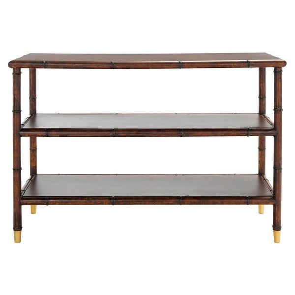 SAFAVIEH Tudor Dark Brown/ Gold 2-Shelf Console Table - 42