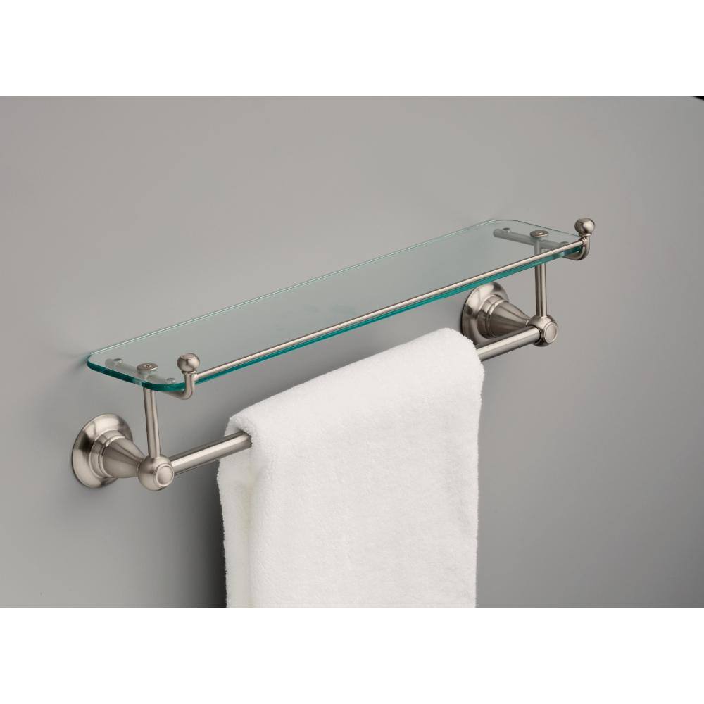 Delta Porter 18 in. Towel Bar with Glass Shelf in Brushed Nickel 78410-BN