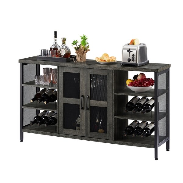 Industrial Wine Bar Sideboard with Wine Racks