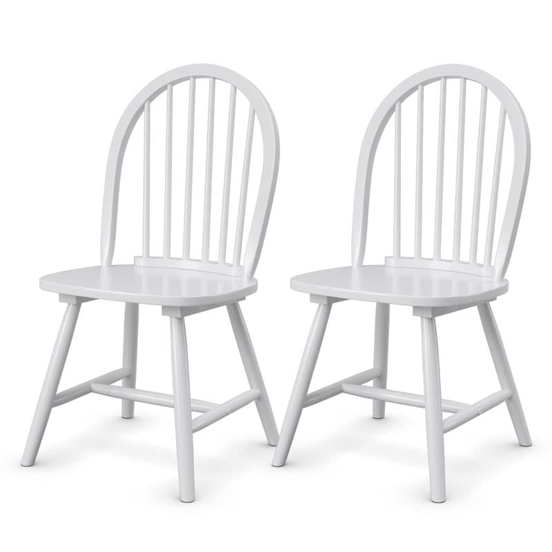 2 Pcs Vintage Windsor Wood Chairs with Spindle Back, French Country Armless Dining Chairs