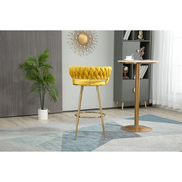 Low Back Bar Stool Light Luxury Bar Chair with Circular Footrest