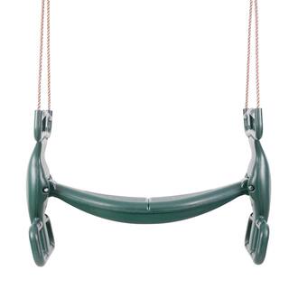 PLAYBERG Green Plastic Double Glider Playground 2-Person Swing with Rope QI003582G