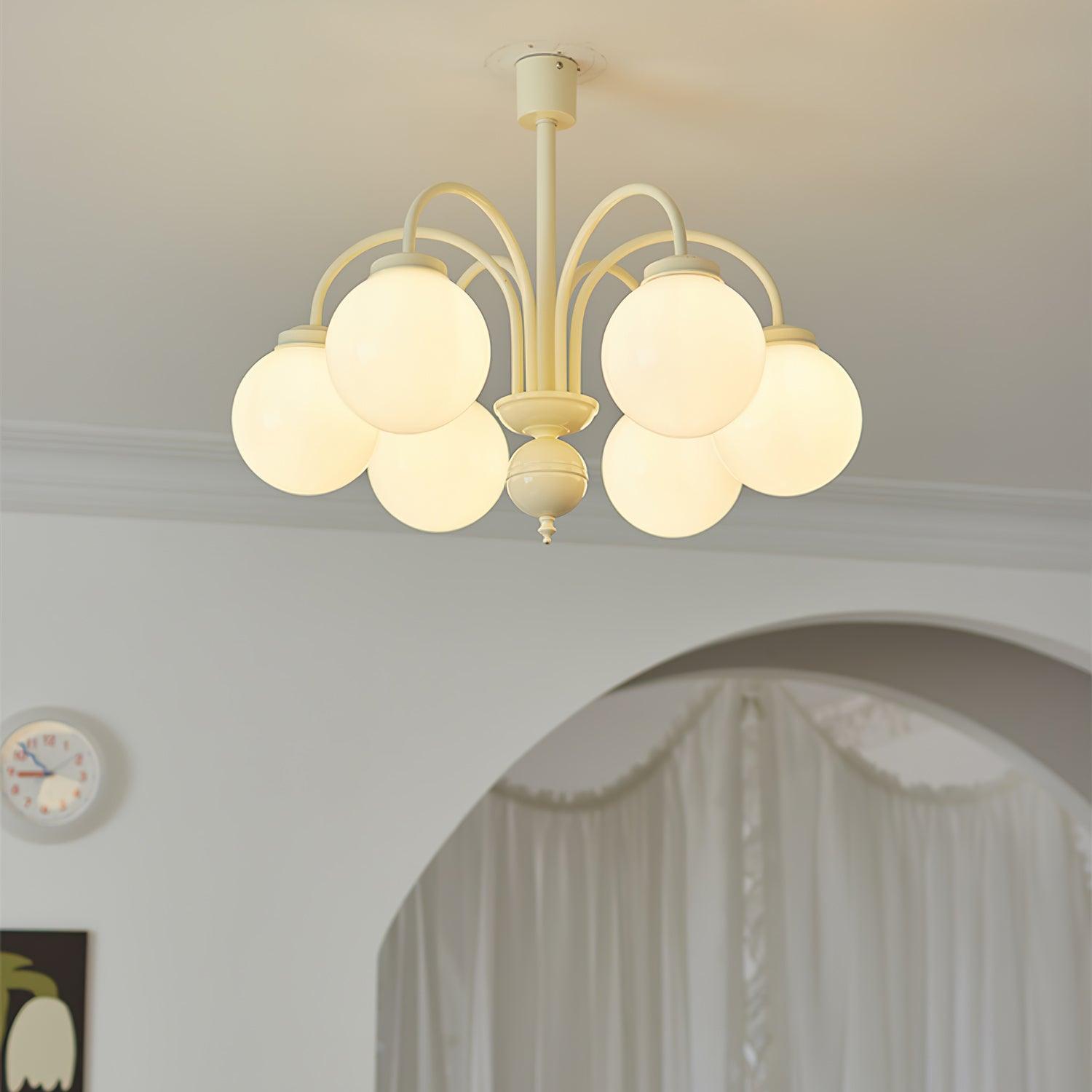 Cream Glass Sphere Chandelier