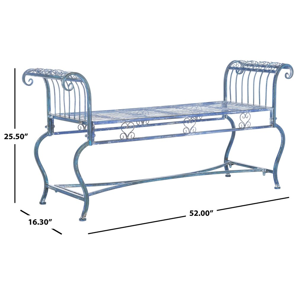 SAFAVIEH Outdoor Living Brielle Victorian Iron 52 inch Bench.   52\