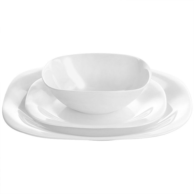 Ultra Plazza 12 Piece Tempered Opal Glass Dinnerware Set in White