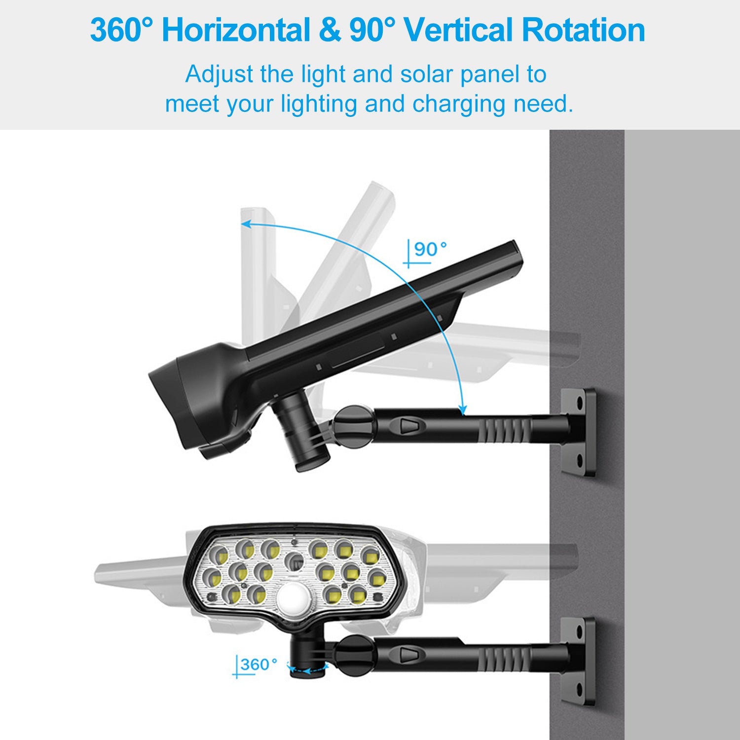 Solarek LED Solar Flood Light Motion Sensor Security Spot Wall Street Yard Outdoor Lamp,IP65 Waterproof W/ Rotatable