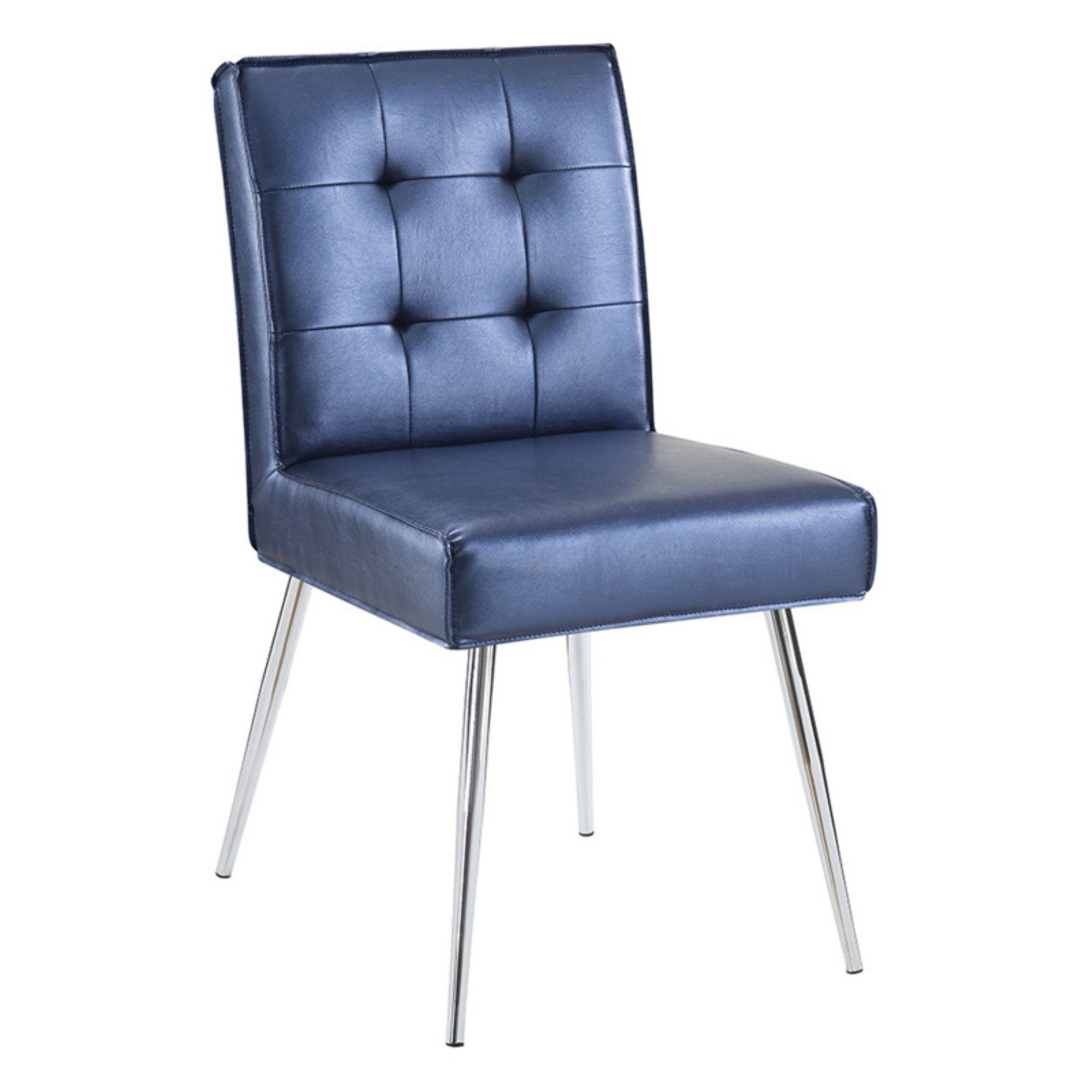 OSP Home Furnishings Amity Tufted Dining Chair in Sizzle Azure Fabric with Chrome Legs