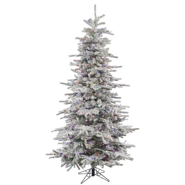 Vickerman 10' Flocked Sierra Fir Slim Artificial Christmas Tree，1100 MultiColored LED lights