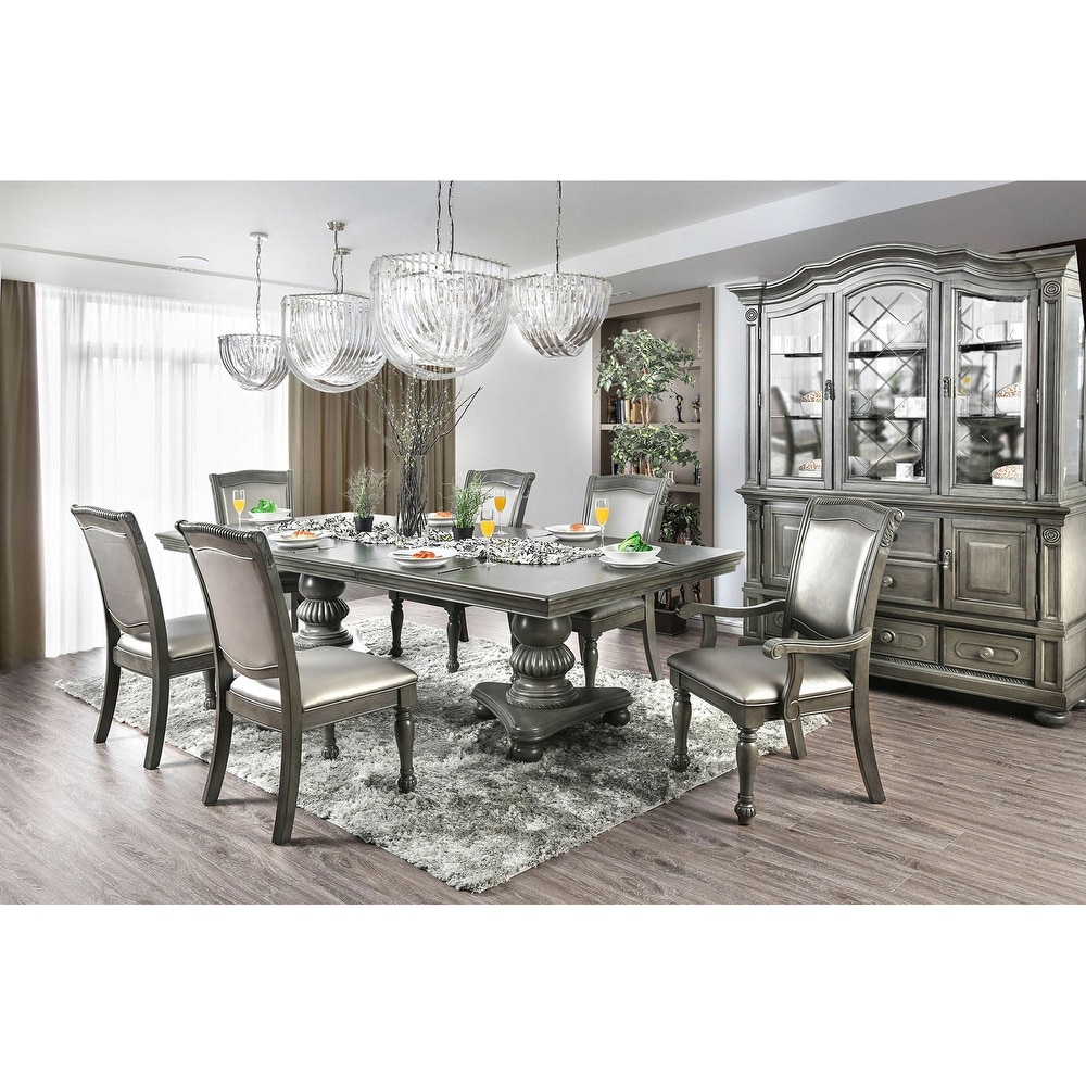 Expandable Dining Set in Gray and Silver