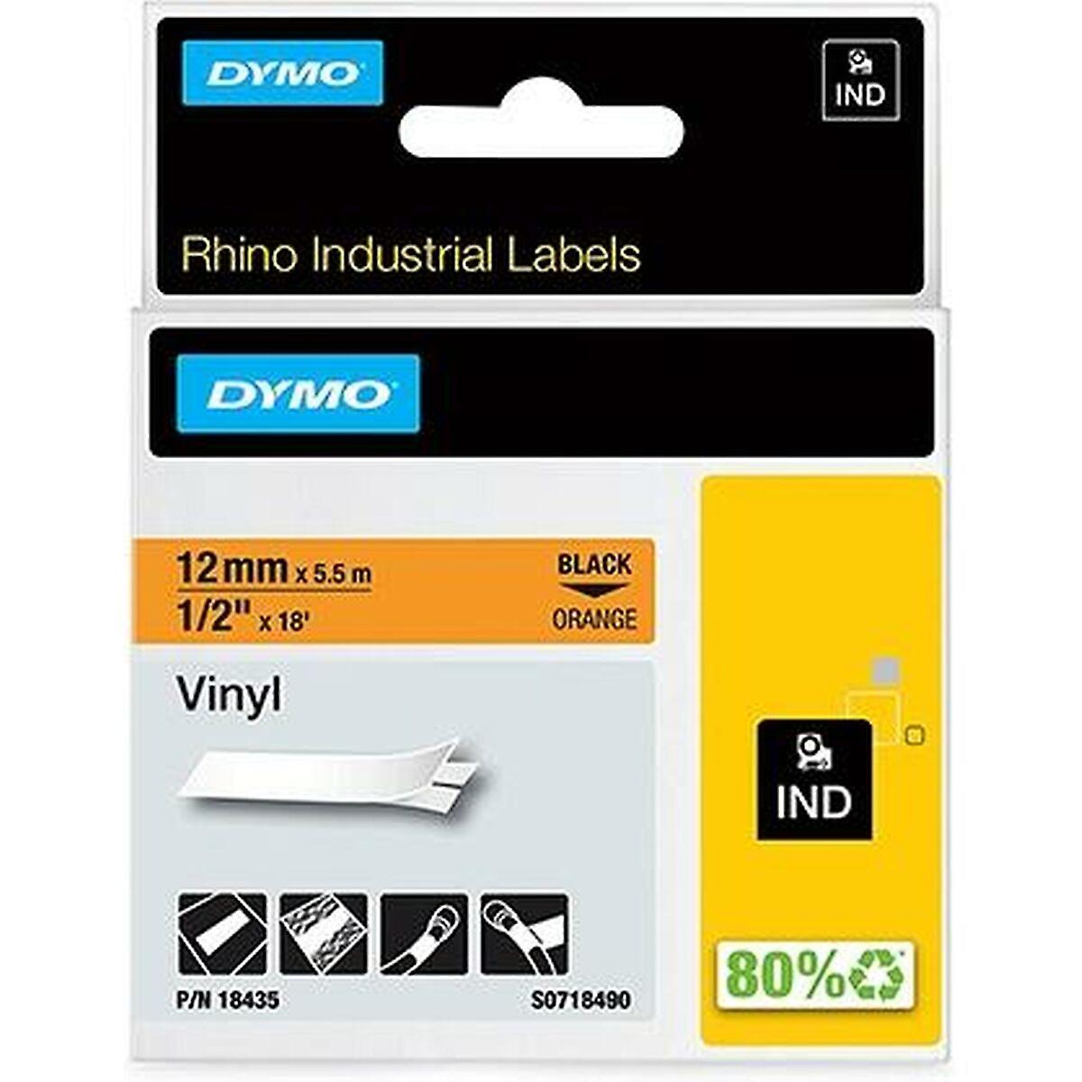 Laminated Tape for Labelling Machines Rhino Dymo ID1-12 12 x 5，5 mm Black Orange Stick Self-adhesives (5 Units)