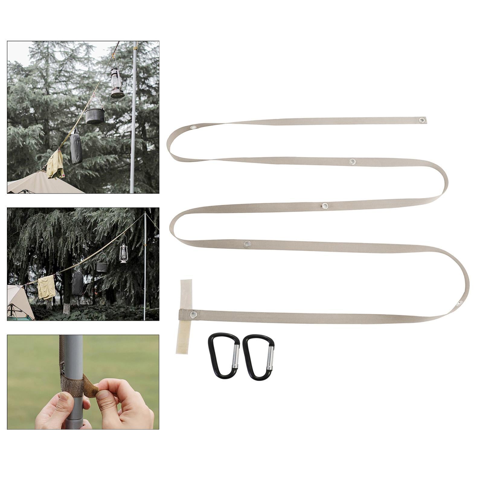 Tent Awning Extension Belt Lanyard Rope Clothesline Hang Cord Camping Canopy Khaki