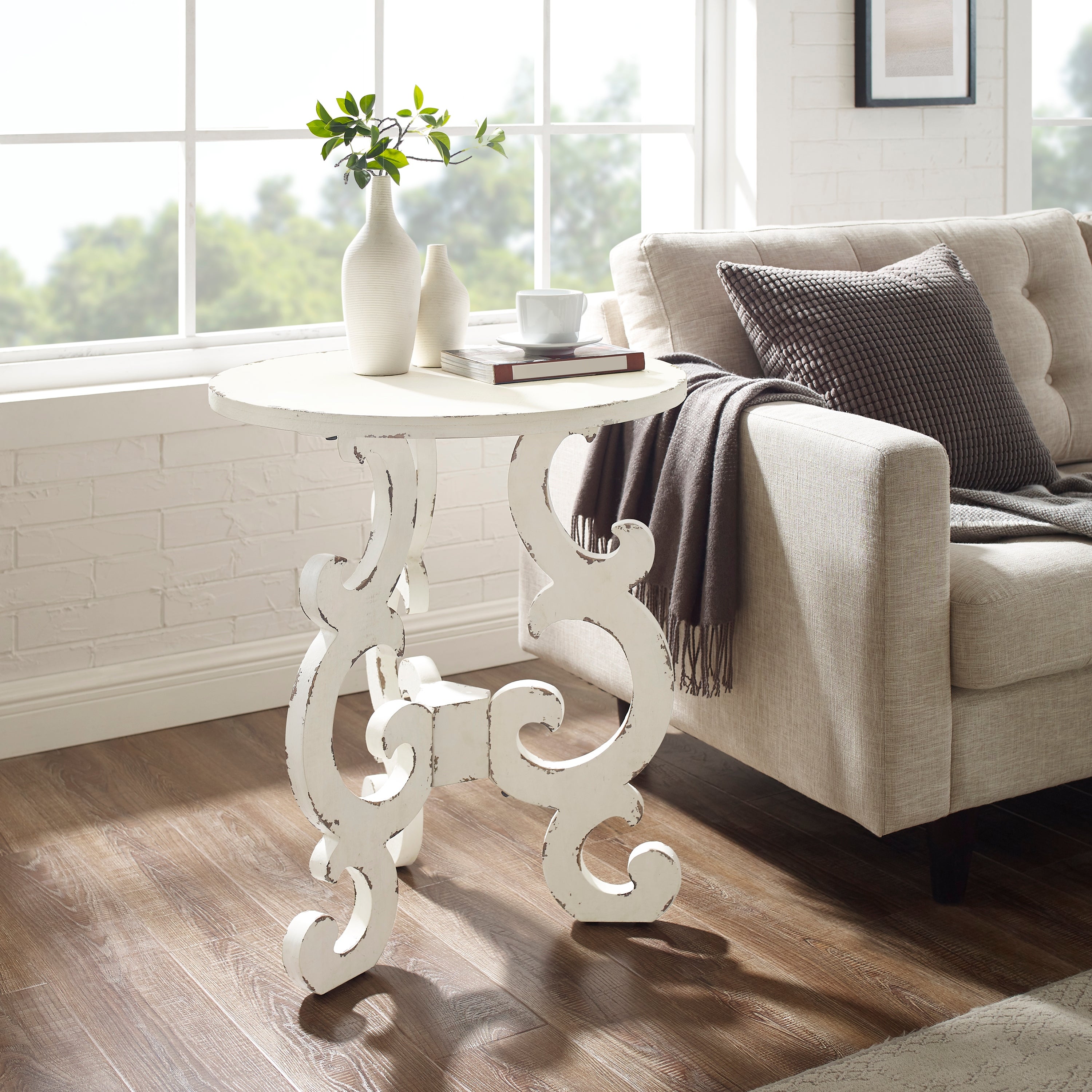 Barrett Distressed Scroll End Table