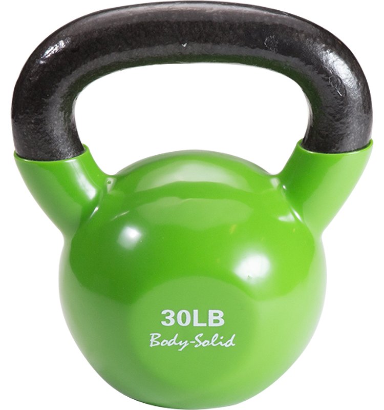 Body-Solid 30 lb Vinyl Dipped Green Kettlebell