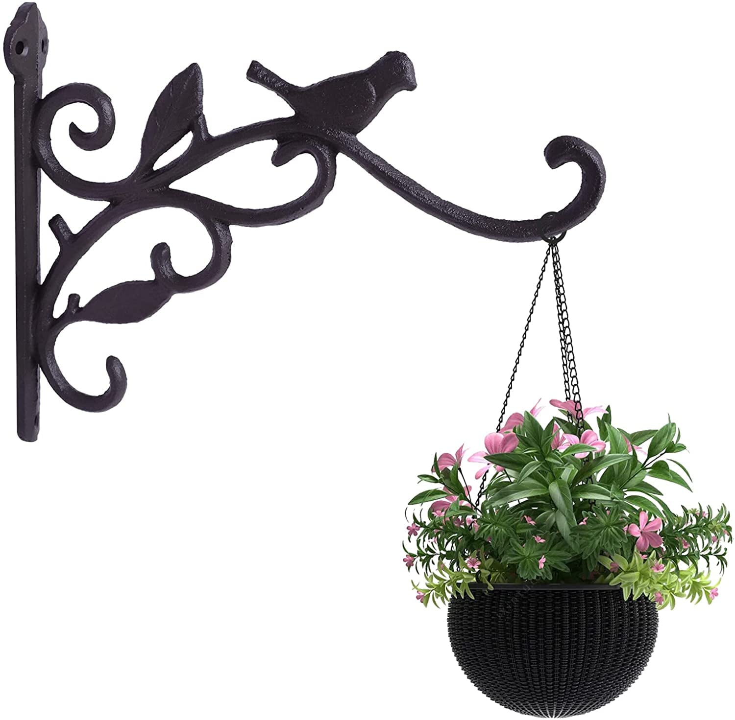 DEWEL Hanging Planters for Indoor Plants Iron Hanging Hook for Planters Flower Pots, Outdoor, Rustproof, Home Decor, Black