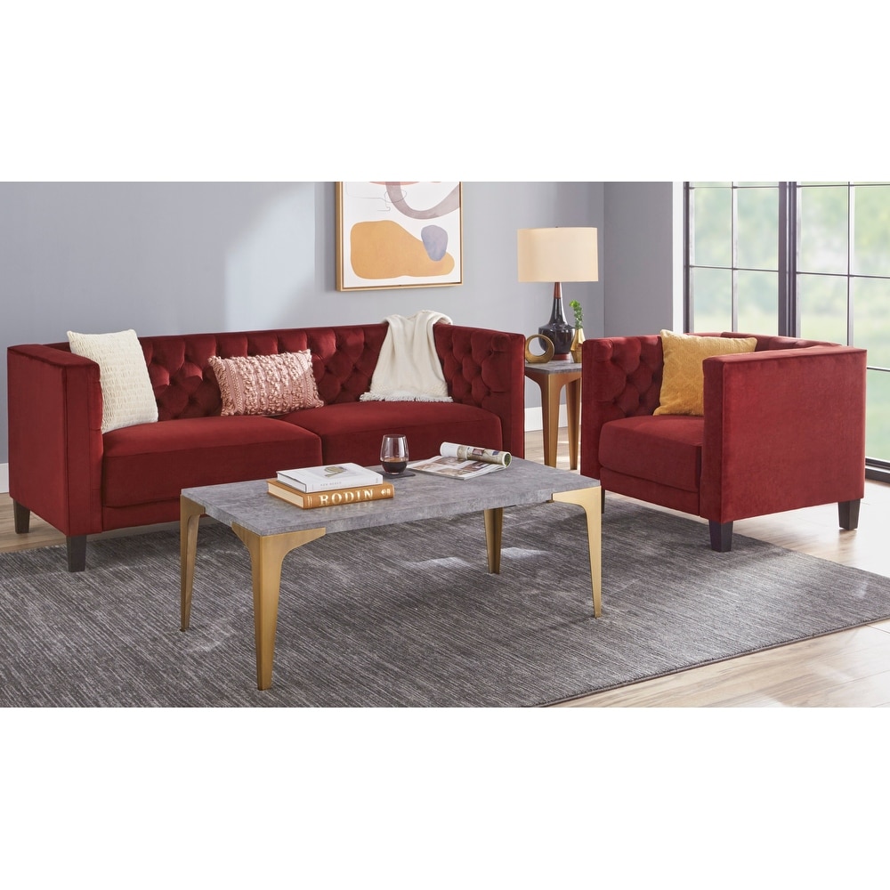 Lifestorey Modern Chesterfield Back Sofa and Chair Set