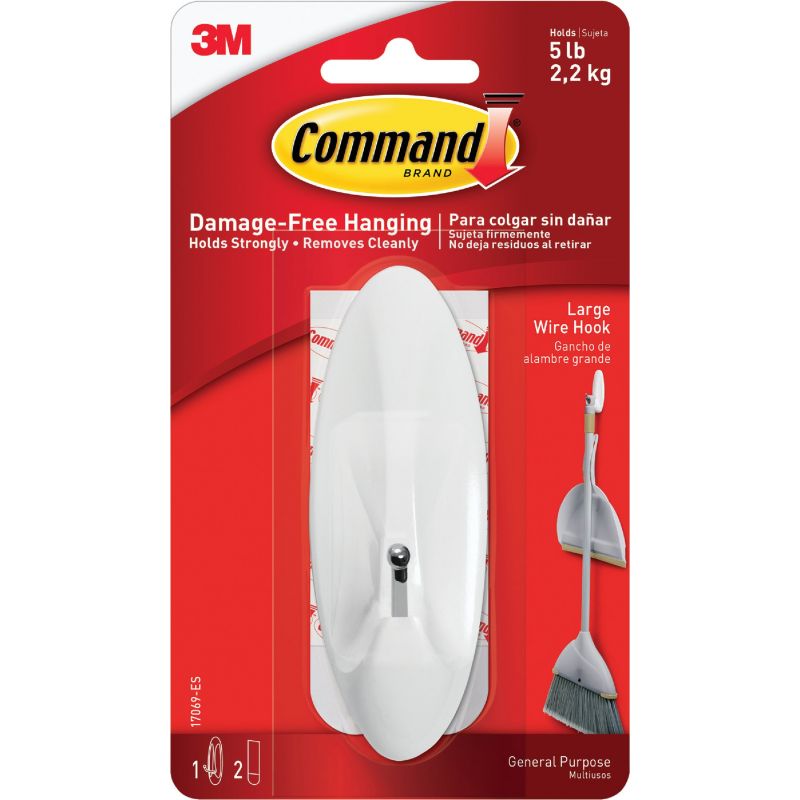 Command Wire Adhesive Hook White