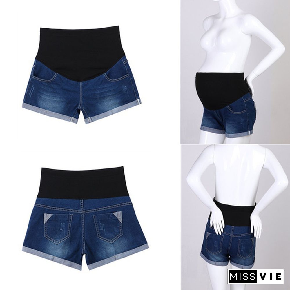 Pregnant Women's Denim Shorts Summer Casual Loose Belly Shorts Pregnancy Low Waist Shorts