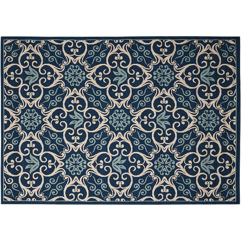 Nourison Caribbean Geo Floral Scroll Indoor Outdoor Area Rug - 9'3'' x 12'9''