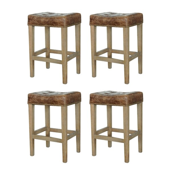 Carbon Loft Nazerene French Leather Counter Stool (Set of 4)