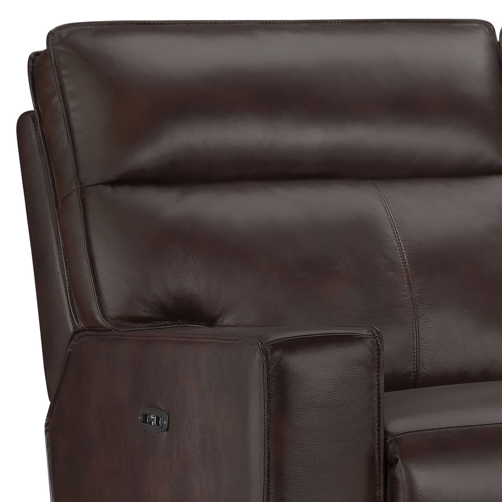 Abbyson Easley Top Grain Leather Dual Power Reclining Sofa