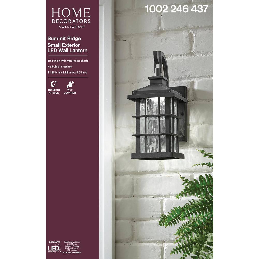 Home Decorators Collection Summit Ridge Collection Zinc Outdoor Integrated LED Wall Lantern Sconce CQH1691LS