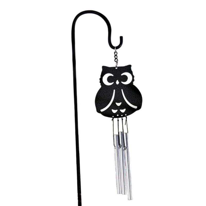 Metal Bell Tube Wind Chimes Stake Garden Flowerpot Bonsai Decor Owl