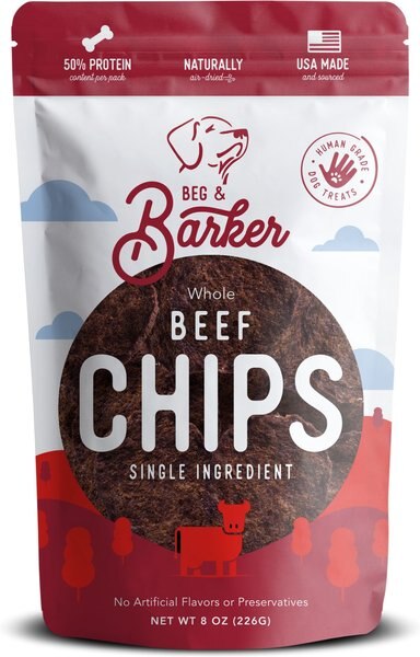 Beg and Barker Whole Beef Chips All Natural Single Ingredient Dog Treats， 8-oz bag