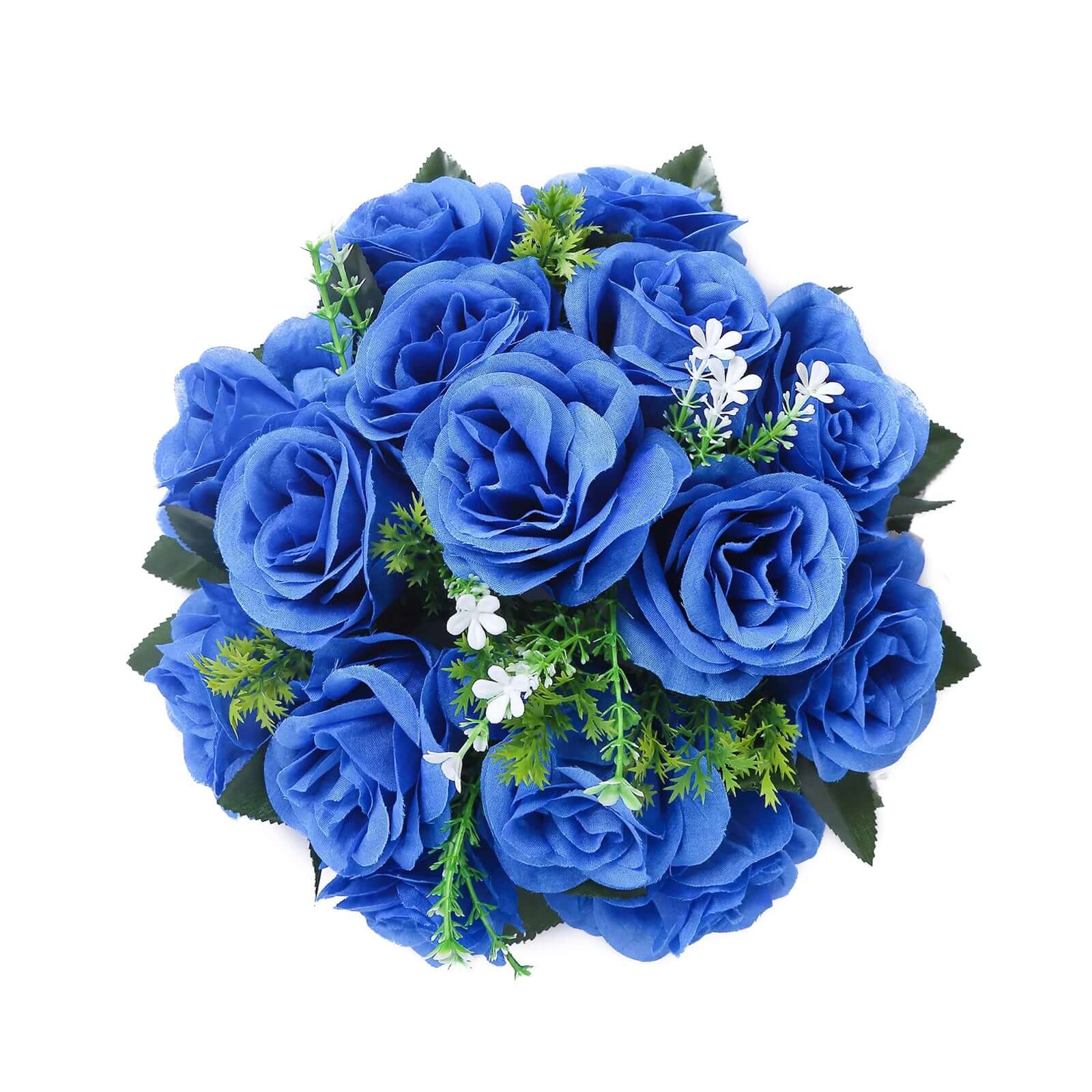 2 Pack Royal Blue Artificial Flower Ball Bouquets For Centerpieces, 15-Head Silk Rose Kissing Balls 10