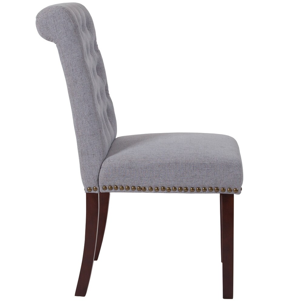 Button tufted Wood Parsons Chair