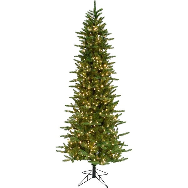 Fraser Hill Farm 6.5 Ft. Carmel Pine Slim Artificial Christmas Tree with Smart String Lighting