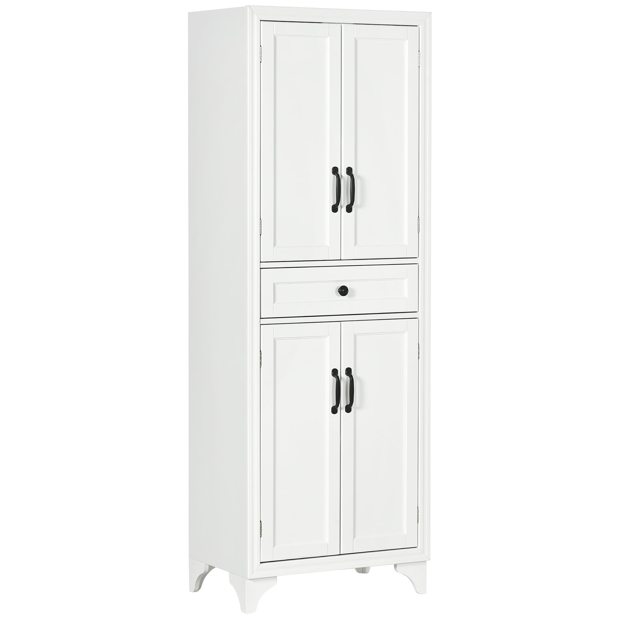 HOMCOM 67 4-Door Kitchen Pantry with Drawer and Adjustable Shelves White