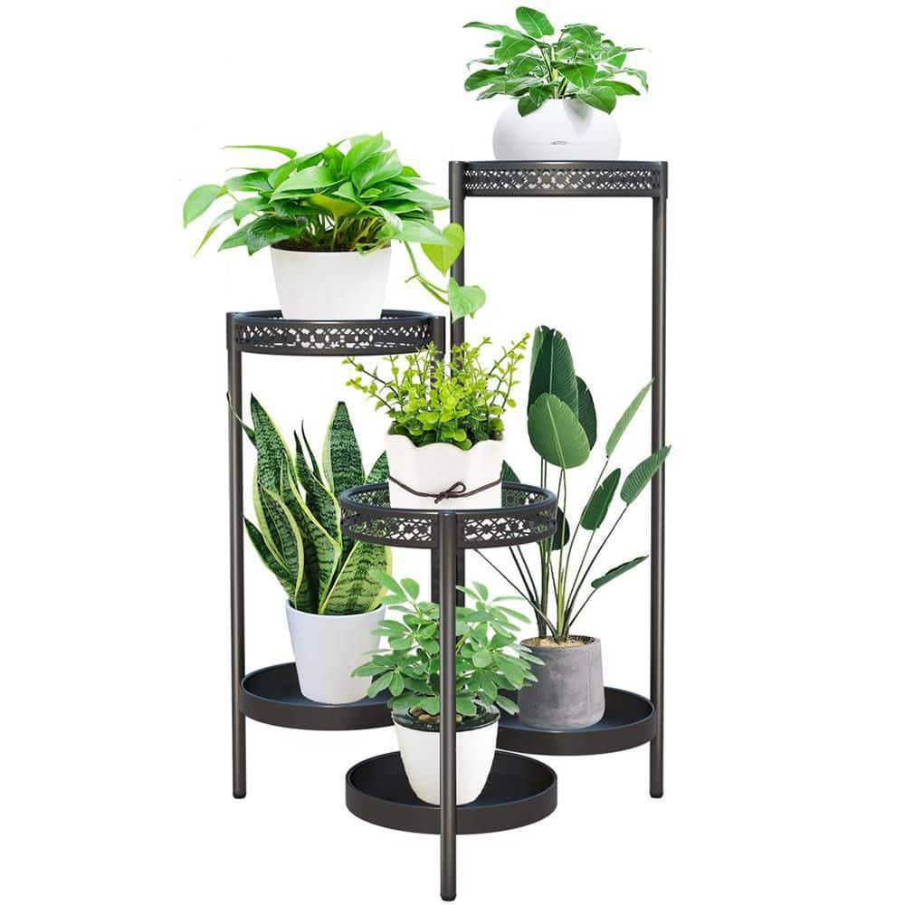 Dyiom 27.5 in. Black Metal Plant Stand Shelf for Indoor Outdoor Plants Multiple 6 Tier Tall Tiered Flower Pot Holder Stands B09ZDX8B9V