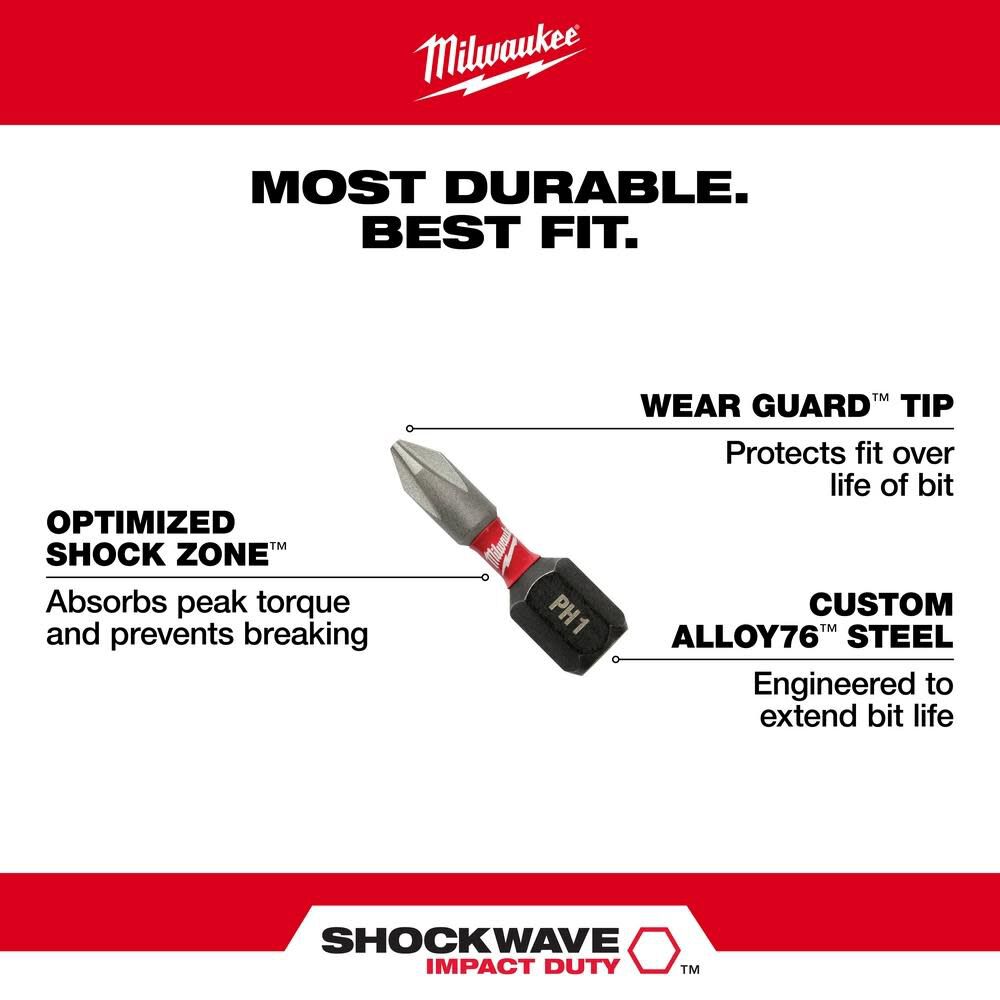 MW SHOCKWAVE Impact Square Recess #2 Insert Bits 48-32-4422 from MW