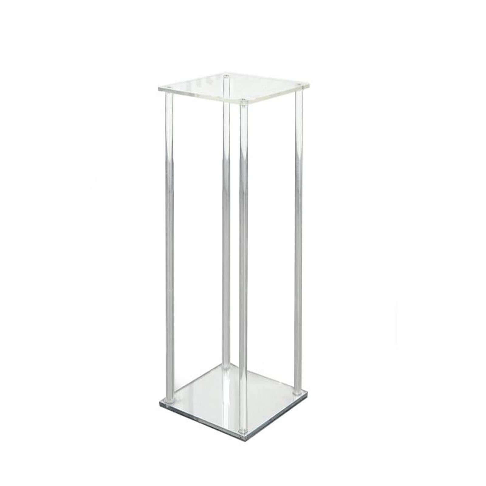 Clear Acrylic Floor Vase Flower Stand With Square Mirror Base, Wedding Column 32