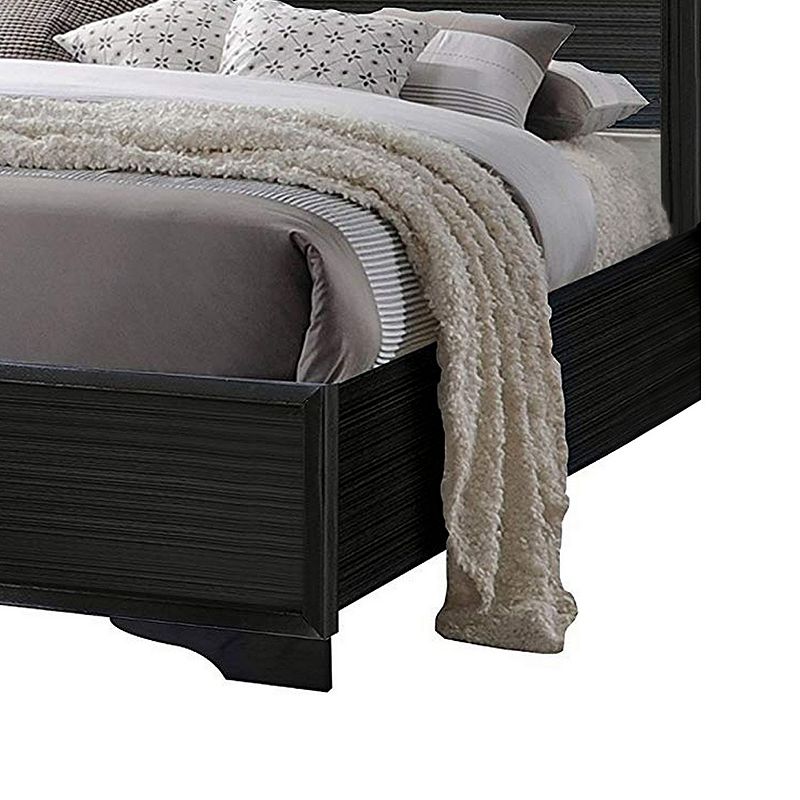 Wooden Twin Size bed with Bracket Legs and Crystal Accented Headboard， Black