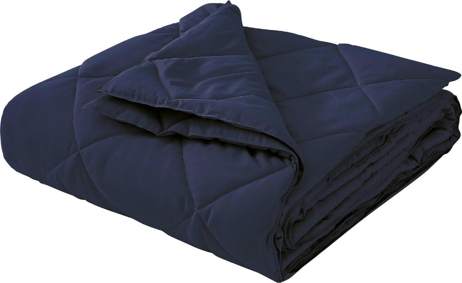 St. James Home Soft Cover Nano Feather Filled Blanket， Full/Queen， Navy