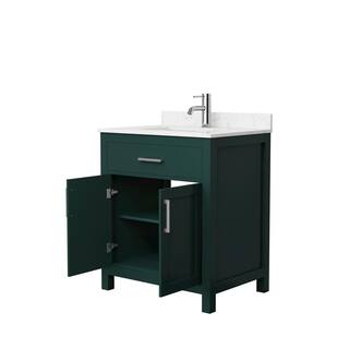 Wyndham Collection Beckett 30 in. W x 22 in. D x 35 in. H Single Sink Bathroom Vanity in Green with Carrara Cultured Marble Top WCG242430SGECCUNSMXX